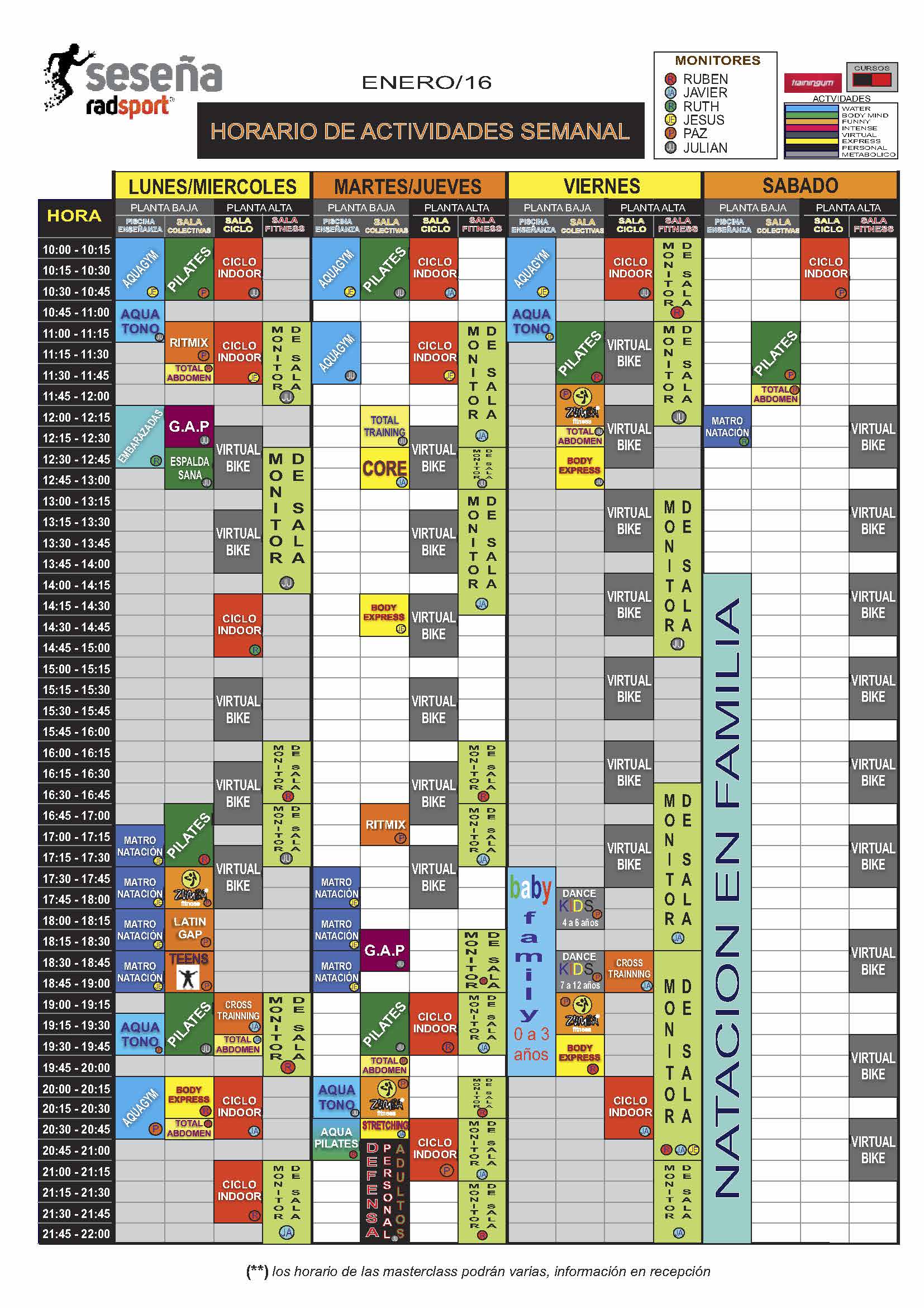Horario Enero 2016